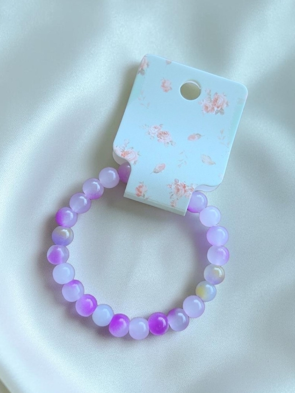Purple Beaded Stretch Bracelet - Cute Pastel Accessory